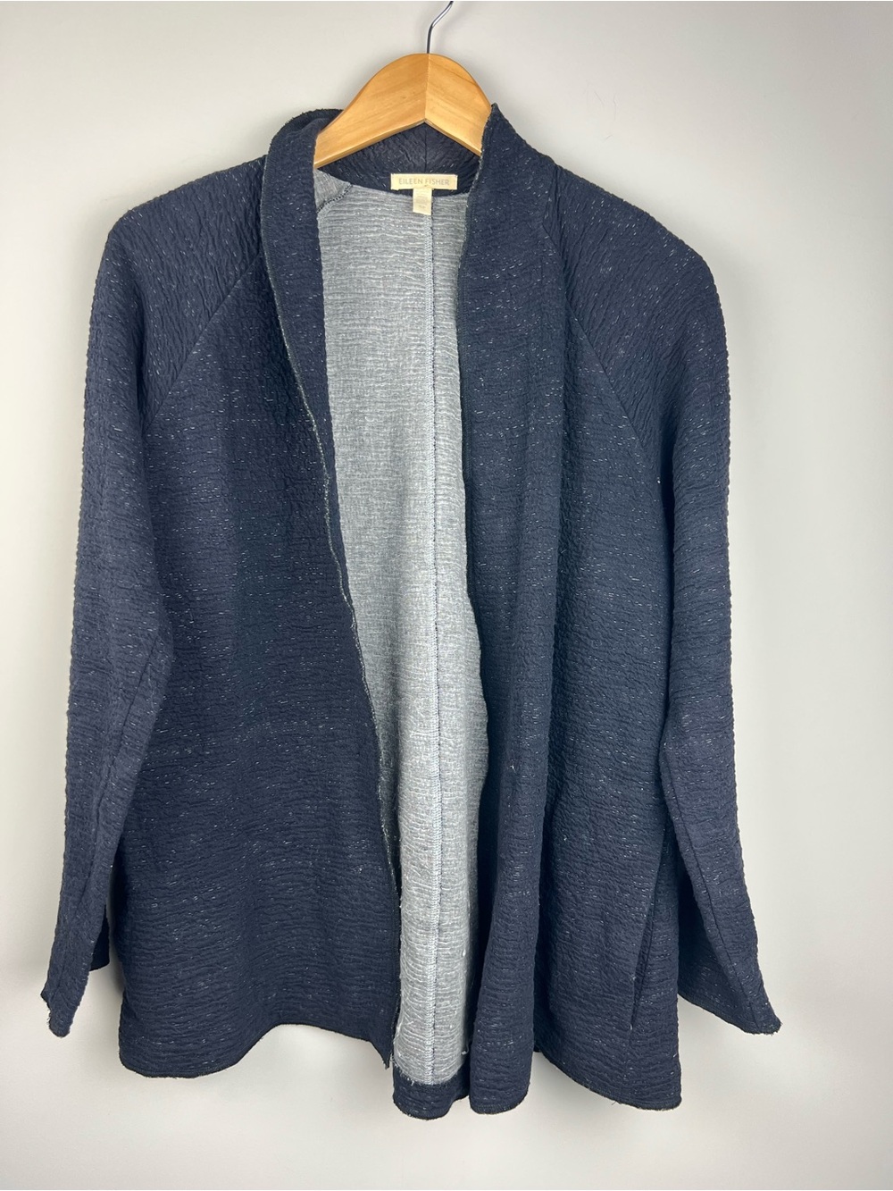 Eileen Fisher Navy Open-Front Knit Cardigan